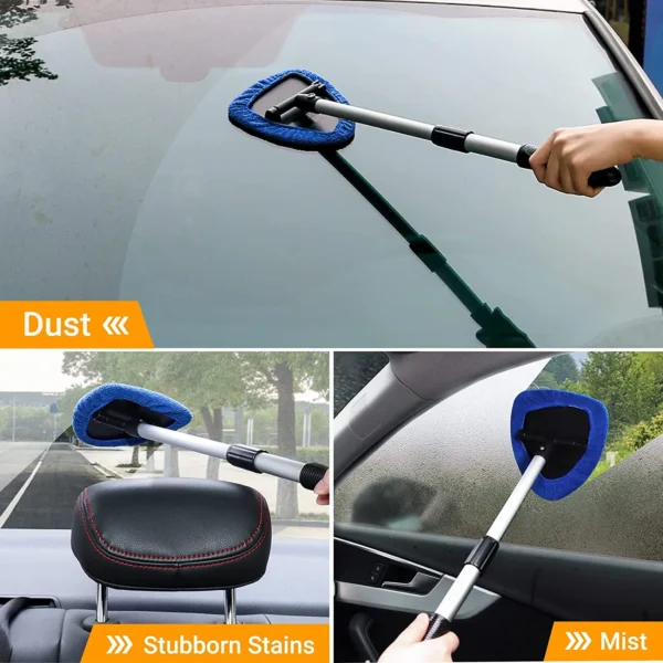 AstroAI Car Wash Brush, Windshield Cleaner Wand, Glass Cleaning Mop Kit, Handle Cleaner Tool with Spray Bottle for Car Window, Blue, for Gift - Image 5