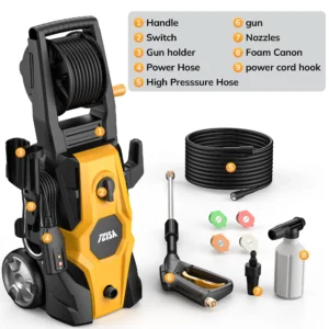 TCISA 3800 PSI Electric Pressure Washer,Max 3 GPM Power Washer with 35FT Power Cord 20FT Hose 5 Nozzles, Soap Cannon for Car Garden Yard Hom