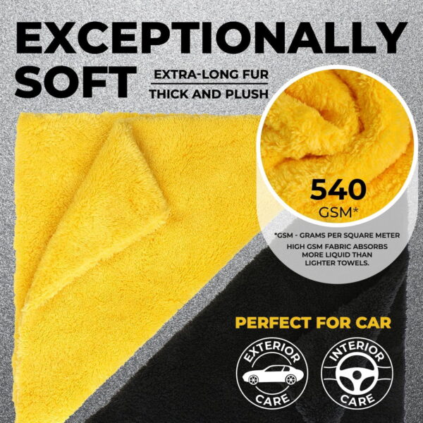 Professional Microfiber Towels for Cars – 6 Pack – [12 in x 12 in] – Scratch-Free – Reusable Edgeless Car Wash Towel - Image 2