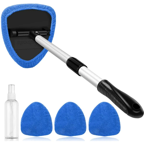 AstroAI Car Wash Brush, Windshield Cleaner Wand, Glass Cleaning Mop Kit, Handle Cleaner Tool with Spray Bottle for Car Window, Blue, for Gift - Image 7