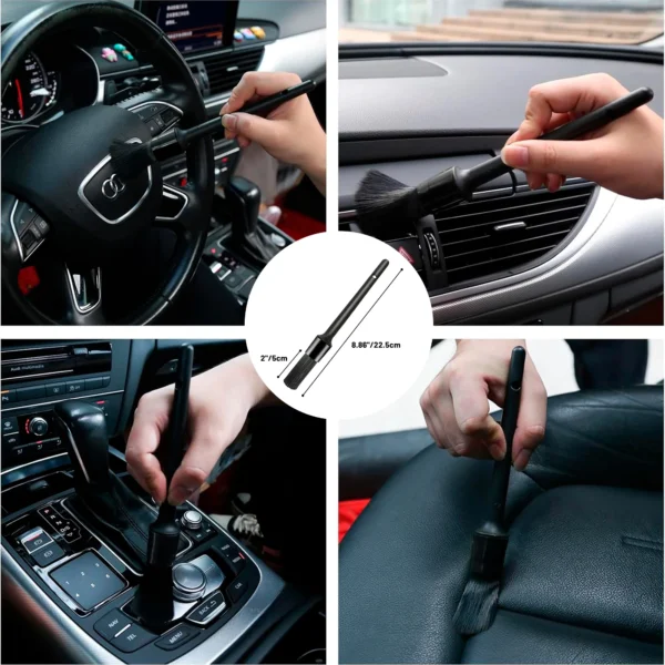 Wheel Brush, Drill Brush for Car Wheel, No Scratches Highly Dense and Durable Car Wheel Brush Rim Tire Car Cleaning Brush for Wheels, Rims, Engines, Exhaust (Black&White) - Image 5