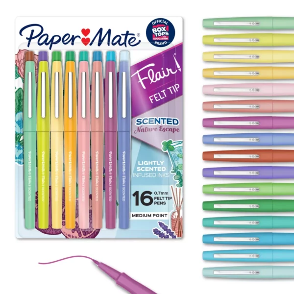 Paper Mate Flair 16pk Pens Multicolored Scented: Porous Point 0.7mm, Art & Stationery, Felt Tip, Papermate Pens