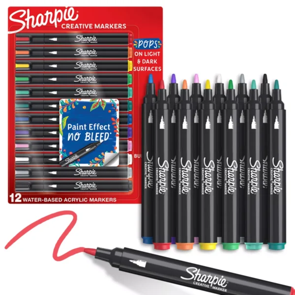 Sharpie 12pk Creative Markers Bullet Tip Multicolored: Permanent Medium Point Art & Stationery for Ages 8+