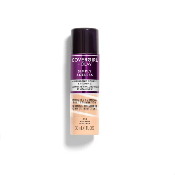 COVERGIRL + Olay Simply Ageless 3-in-1 Liquid Foundation with Hyaluronic Complex + Vitamin C - 1 fl oz