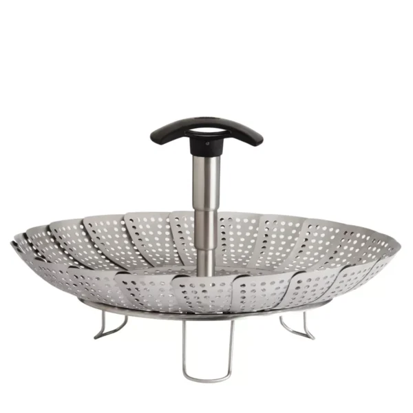 OXO Stainless Steel Steamer with Extendable Handle: Best Kitchen & Vegetable Steamer Basket, Dishwasher-Safe, Silver