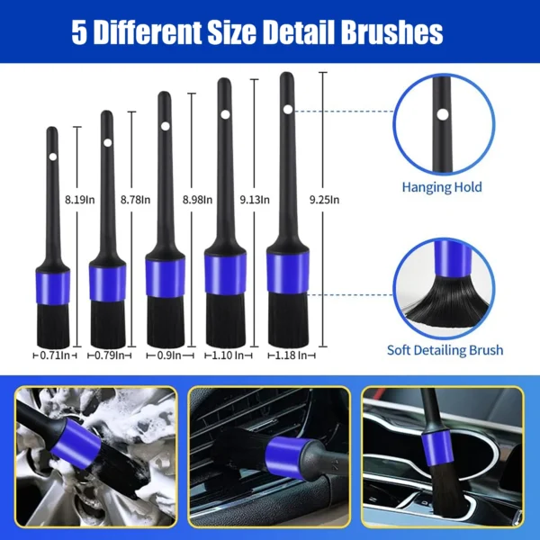 AOMBOO 27Pcs Car Detailing Kit Interior Cleaner, Detailing Brushes Car Cleaning Kit for Wheel, Dashboard, Air Vent - Image 6