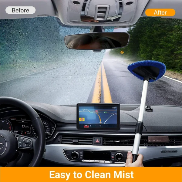 AstroAI Car Wash Brush, Windshield Cleaner Wand, Glass Cleaning Mop Kit, Handle Cleaner Tool with Spray Bottle for Car Window, Blue, for Gift - Image 6