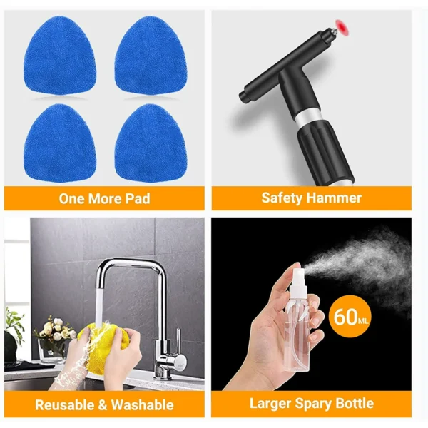 AstroAI Car Wash Brush, Windshield Cleaner Wand, Glass Cleaning Mop Kit, Handle Cleaner Tool with Spray Bottle for Car Window, Blue, for Gift - Image 2
